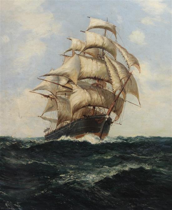 Daniel Sherrin (1868-1940) Clipper at sea, 30 x 24in.